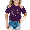 thumbnail image 1 of Tfken Girls Soft Comfy Tops Holiday Daily Wear Short Sleeve Tees Tshirts Graphic Print T-Shirts Fashion Children Trendy Clothes Size 7-8 Years, 1 of 4