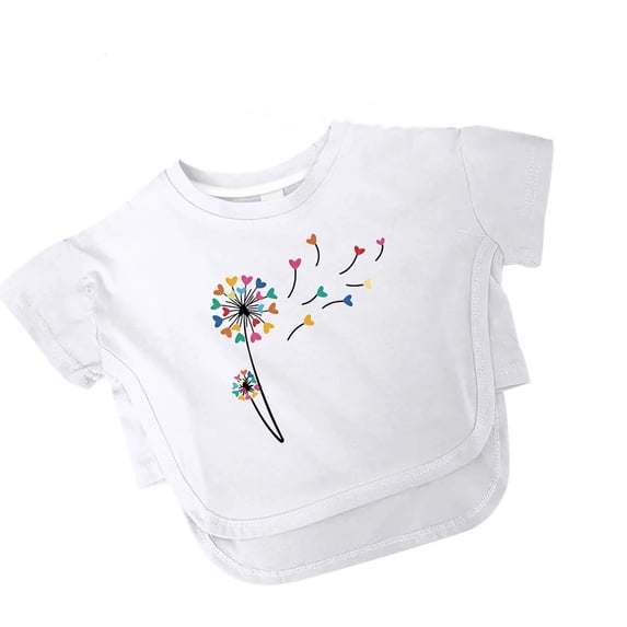 Tfken Girls Soft Comfy Tops Holiday Daily Wear Short Sleeve Tees Tshirts Graphic Print T-Shirts Fashion Kids Cute Clothes Size 4-5 Years
