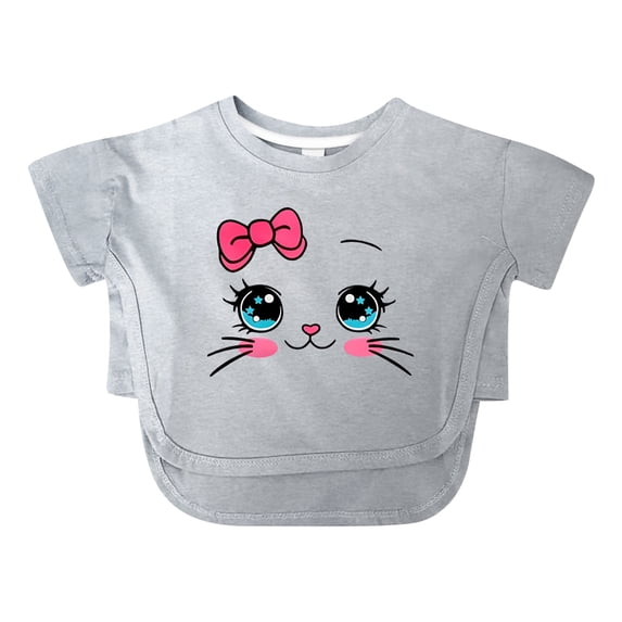 Tfken Girls Soft Comfy Tops Holiday Daily Wear Short Sleeve Tees Tshirts Graphic Print T-Shirts Fashion Kids Cute Clothes Size 4-5 Years