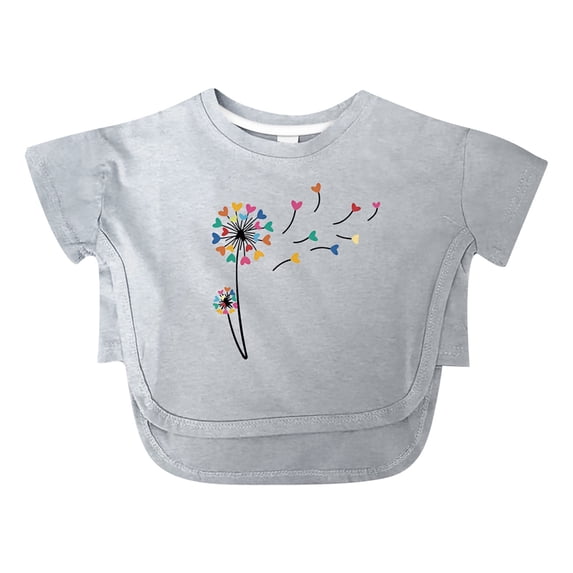 Tfken Girls Soft Comfy Tops Holiday Daily Wear Short Sleeve Tees Tshirts Graphic Print T-Shirts Fashion Kids Cute Clothes Size 4-5 Years