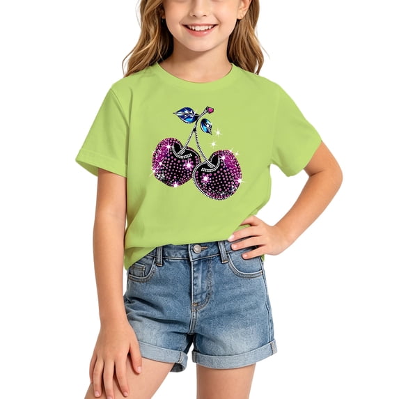 Tfken Girls Soft Comfy Tops Holiday Daily Wear Short Sleeve Tees Tshirts Graphic Print T-Shirts Fashion Toddler Classic Clothes Size 2-4 Years