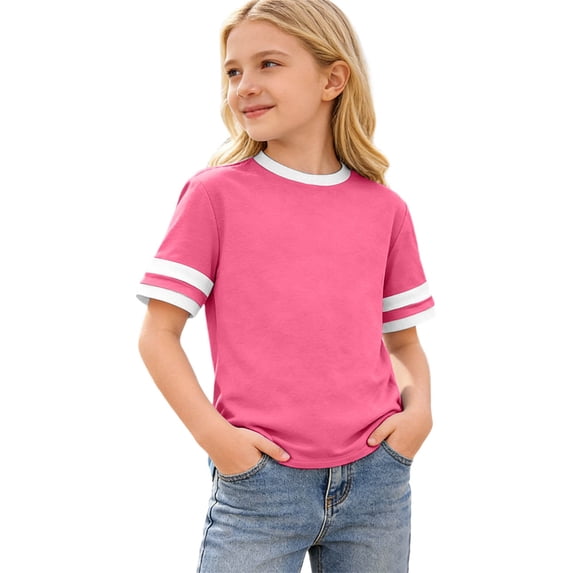 Tfken Girls Soft Comfy Tops Holiday Daily Wear Short Sleeve Tees Tshirts T-Shirts Fashion Loose Comfortable Children Trendy Clothes Size 12-13 Years