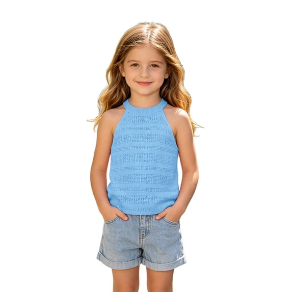 Tfken Girls Soft Comfy Tops Holiday Daily Wear Sleeveless Tank Tops Tees Fashion Comfortable Lightweight Toddler Classic Clothes Size 100