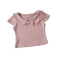 thumbnail image 1 of Tfken Girls Soft Comfy Tops Holiday Daily Wear Summer Short Sleeve Tshirts Tees With Bowknot Comfortable Lightweight Children Trendy Clothes Size 5-6 Years, 1 of 3