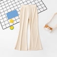 thumbnail image 1 of Tfken Girls Summer Pants Flared-Leg Comfortable Casual Outdoor Play Elastic Waist Soft Breathable Leggings trousers for Toddler Beige Size 6-7 Years, 1 of 3