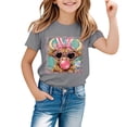 thumbnail image 1 of Tfken Girls Summer Tshirts For Easter Animal Print Short Sleeve Crew Neck Tops Trendy For Party Teen Classic Easter Shirts Gray Size 4-5 Years, 1 of 4