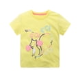 thumbnail image 1 of Tfken Girls Tees For Summer Animal Print Short Sleeve Crew Neck Tops Daily Wear Trendy Toddler Soft Tops Yellow Size 7 Years, 1 of 3
