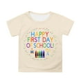 thumbnail image 1 of Tfken Girls Tees For Summer Crew Neck Short Sleeve Letter Print Tops For School Casual Fashion Toddler Soft Tops Beige Size 10-11 Years, 1 of 4