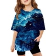 thumbnail image 1 of Tfken Girls Tees For Summer Short Sleeve Star Sky Print Crew Neck Tops Daily Wear Fashion Toddler Soft Tops Blue Size 2-3 Years, 1 of 4