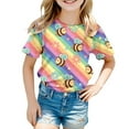 thumbnail image 1 of Tfken Girls Toddler Kids T-Shirts World Bee Day Bees With Rainbow Printed Tops Crew Neck Short Sleeve Casual Comfortable Tee Multicolour Size 3-4 Years, 1 of 4