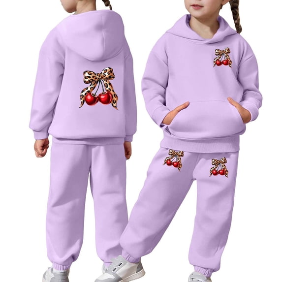 Tfken Girls Toddler Soft Outfit Sets Daily Wear Girls Hoodie Sweatshirts With Pants Set Winter Comfortable Bowknot Graphic Kids Stretch Outfit Size 6-7 Years