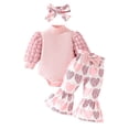 thumbnail image 1 of Tfken Girls Toddler Soft Outfit Sets Daily Wear Girls Tops With Flare-Leg Pants Set Winter Comfortable Heart Graphic Kids Stretch Outfit Size 9-12 Months, 1 of 9
