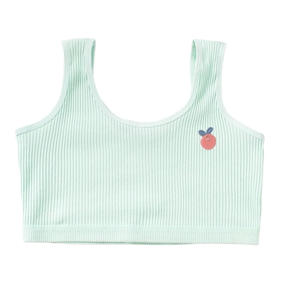 Tfken Girls Training Bras Comfortable Underwear Wireless Seamless Bralette Non Padded Bra Breathable Kids Lightweight Underclothes Size 8-12 Years Green
