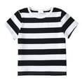 thumbnail image 1 of Tfken Girls Tshirts For Summer Short Sleeve Crew Neck Stripe Tops Fashion Daily Wear Children Soft Tops Black Size 5-6 Years, 1 of 8