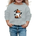 thumbnail image 1 of Tfken Halloween Children Girls Sweatshirt Crew Neck Long Sleeve Cartoon Print Pullover Sweater Classic-Fit Grey Tops Size 9-10 Years, 1 of 4