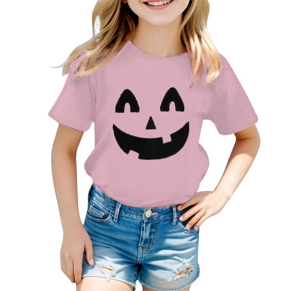 Tfken Halloween Soft Tops For Boys Comfy Daily Wear Halloween Pumpkin Comfortable Short Sleeve T-Shirts Print Graphic Tees Casual Tshirts Child Classic Clothes Size 12-13 Years