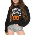 thumbnail image 1 of Tfken Halloween Toddler Kids Girls Sweatshirt Daily Wear Comfortable Pullover Sweater Pumpkin Print Long Sleeve Black Tops Size 3-4 Years, 1 of 3