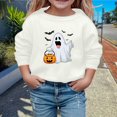 thumbnail image 1 of Tfken Halloween Toddler Kids Girls Sweatshirt Long Sleeve Crew Neck Cartoon Print Pullover Sweater Trendy Soft Tops Size 13-14 Years White, 1 of 4