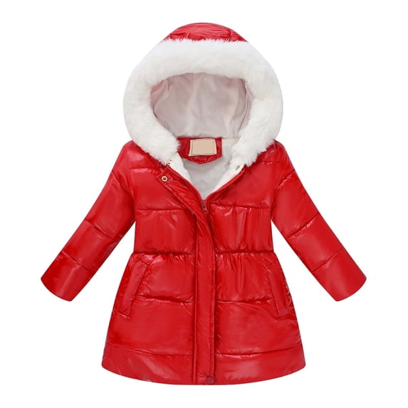 Tfken Hoodie Coat For Girls Fall Winter Lightweight Fleece Zip Up Coats Pockets Casual Warm Toddler Soft Clothes Outdoor Size 11-12 Years Red