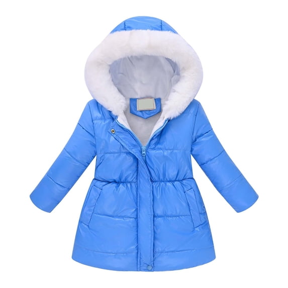 Tfken Hoodie Coat For Girls Fall Winter Lightweight Fleece Zip Up Coats Pockets Casual Warm Children Comfortable Clothes Outerwear Size 4-5 Years Blue
