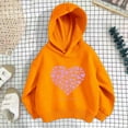 thumbnail image 1 of Tfken Hoodies For Girls Children Long Sleeve Heart Print Sweatshirt Trendy Daily Wear Orange Tops Size 11-12 Years, 1 of 9