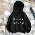 thumbnail image 1 of Tfken Hoodies For Girls Hooded Cat Print Tops Sweatshirt Long Sleeve Black Size 18-24 Months, 1 of 3