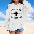 thumbnail image 1 of Tfken Hoodies For Toddler Girls Outdoor Summer Tops Cross Print Long Sleeve White Sweatshirt Size 6-7 Years, 1 of 4