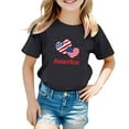 thumbnail image 1 of Tfken Independence Day Girls Shirt Patriotic American Heart Flag Crew Neck Short Sleeve Toddler Tee 4Th Of July Summer Cute Kids Top Black Size 18-24 Months, 1 of 4