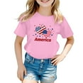 thumbnail image 1 of Tfken Independence Day Girls Shirt Patriotic American Heart Flag Crew Neck Short Sleeve Toddler Tee 4Th Of July Summer Cute Kids Top Pink Size 9-10 Years, 1 of 4