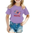 thumbnail image 1 of Tfken Independence Day Girls Shirt Patriotic American Heart Flag Crew Neck Short Sleeve Toddler Tee 4Th Of July Summer Cute Kids Top Purple Size 12-18 Months, 1 of 4