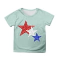 thumbnail image 1 of Tfken Independence Day Girls Tshirts Crew Neck Short Sleeve Star Print Tops Patriotic For America July Of 4Th 250Th Anniversary Comfortable T-Shirts Green Size 4-5 Years, 1 of 4