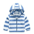 thumbnail image 1 of Tfken Jacket For Girls Kids Casual Hooded Long Sleeve Striped Print Tops Soft Light-Weight Hoodies Blue Size 4-5 Years, 1 of 9