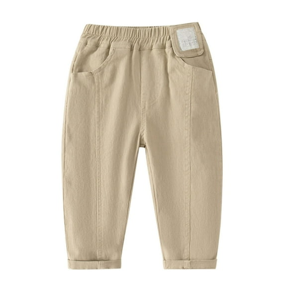 Tfken Jeans For Boys Children Colored Straight-Leg Elastic Waist Outdoor Khaki Denim Pants Size 8-10 Years