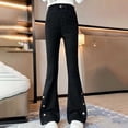 thumbnail image 1 of Tfken Jeans For Girls Children Flare Elastic Waist Ankle-Length Distressed Soft Black Denim Pants Size 6-7 Years, 1 of 9