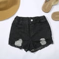 thumbnail image 1 of Tfken Jeans Shorts For Girls Kids Fashion Ripped Elastic Waist Skinny Black Denim Shorts Size 1-2 Years, 1 of 7