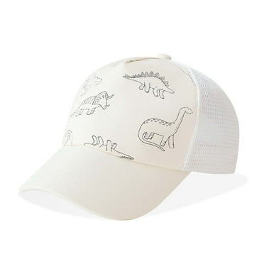 Tfken Kids Girls Boys Baseball Cap Dinosaur Print Adjustable Strap Sun Hat Toddler Breathable Mesh Casual Outdoor Trucker White Size 6-12 Months