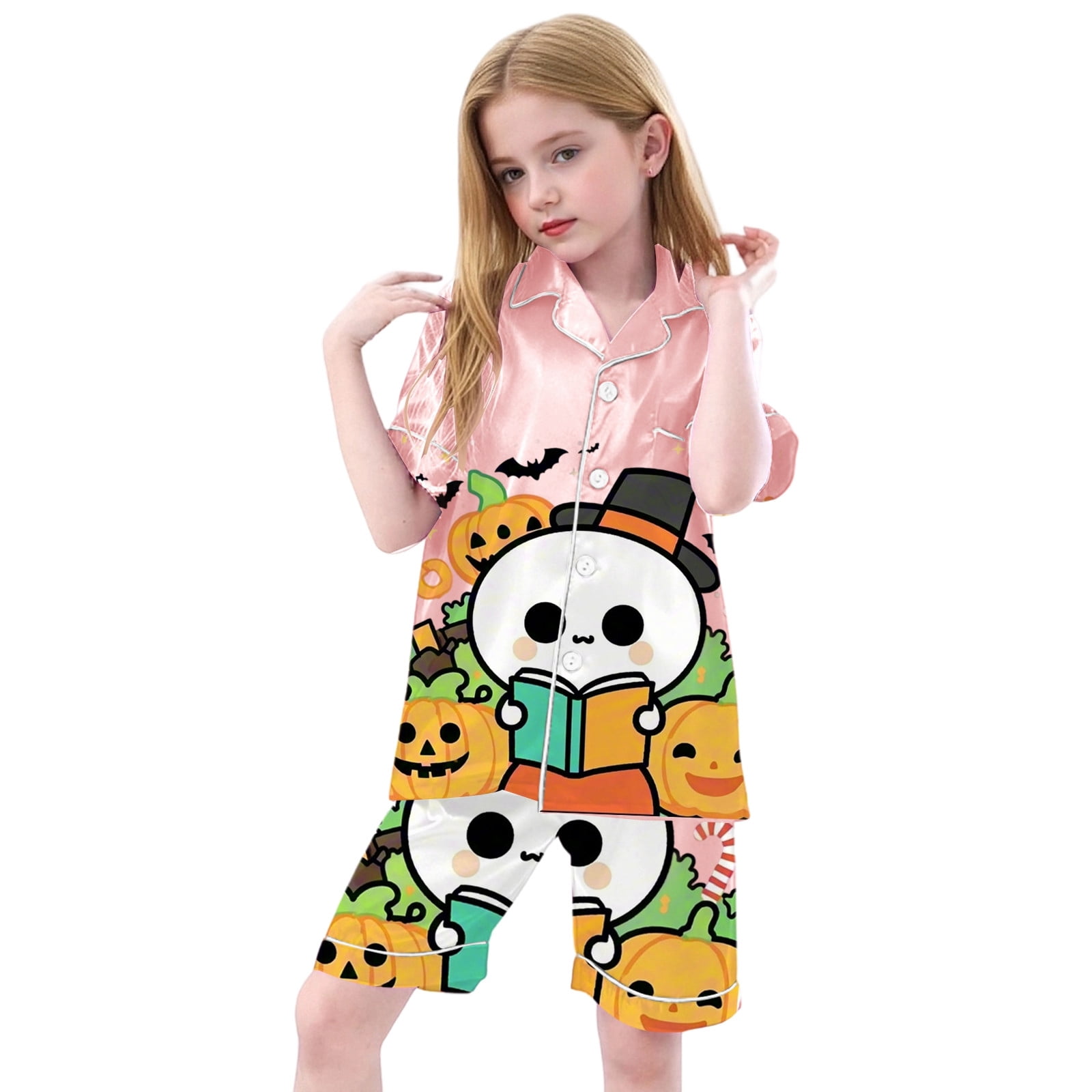 Tfken Kids Girls Pajama Sets Short Sleeve Cute Print Halloween Gifts ...