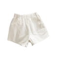 thumbnail image 1 of Tfken Kids Toddler Jean Shorts For Teen Girls Summer Elastic Waist Solid Color Shorts With Pockets Casual Daily Wear Children Soft Denim Shorts White, 1 of 2