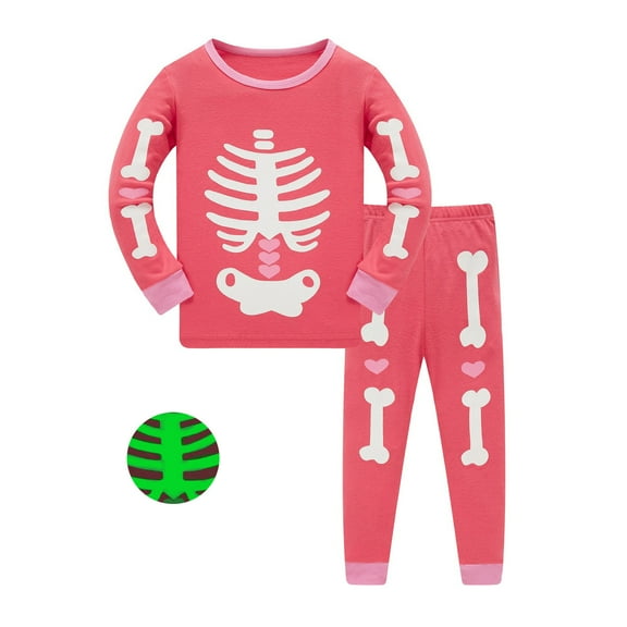 Tfken Kids boys Pajama Sets Trendy Full-Length Crew Neck Long Sleeve Pants Set 2025 Halloween Pink Sleepwear Set Size 7-8 Years