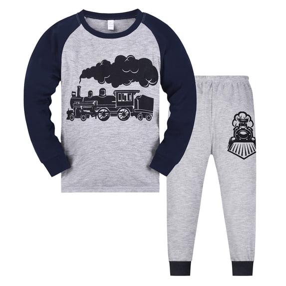 Tfken Kids boys Sleepwear Size 7-8 Years Comfortable Dinosaur Print Long Sleeve Pants Set Soft Grey Pajama Sets