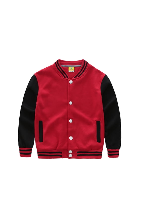 Letterman Jacket For Big Boys Teen Long Sleeve Color Block School Uniform Soft Cute Tops Bk2 Size 9-12 Years