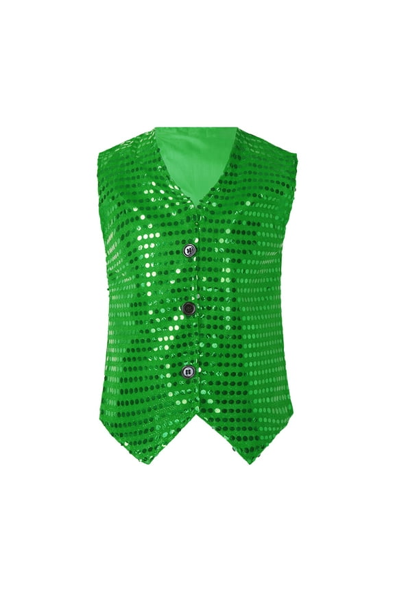 Mardi Gras Boys Tshirts Striped Solid Color Sequin Boys Jacket Performance Dance Outfit Toddler Boy Shirts Green 10-12 Years