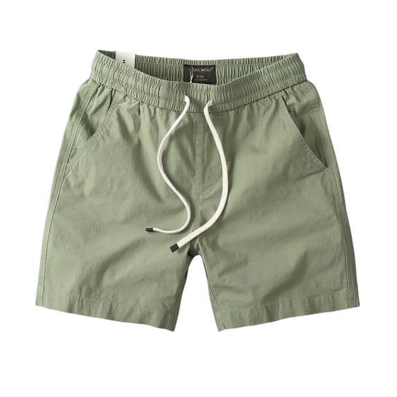 Tfken Men Classic Shorts Elastic Waist Stretchy Lightweight Loose Shorts With Pockets Outdoor Drawstring Fashion Male Daily Wear Clothes Green