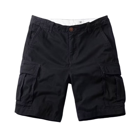 Tfken Men Comfortable Shorts Elastic Waist Stretchy Lightweight Cargo Shorts With Pockets Outdoor Fashion Workwear Male Daily Wear Clothes Black
