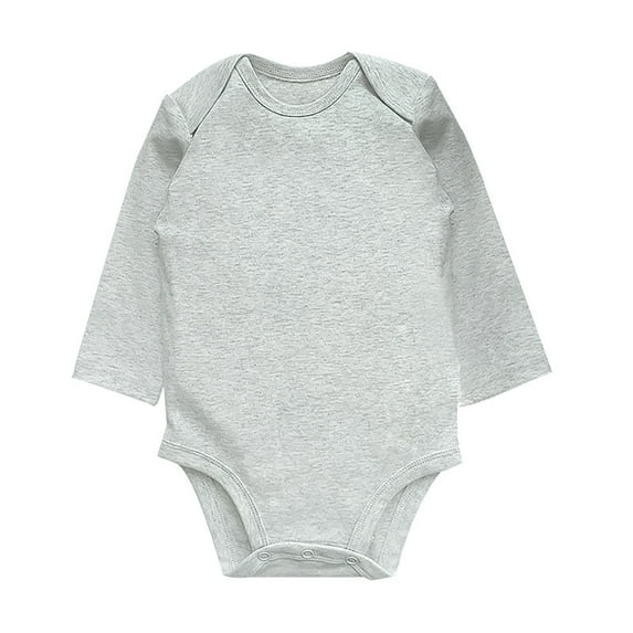 Tfken Newborn Infant Bodysuit Crew Neck Solid Color Clothes Breathable Romper For Baby Girls Light Gray Size 6-9 Months