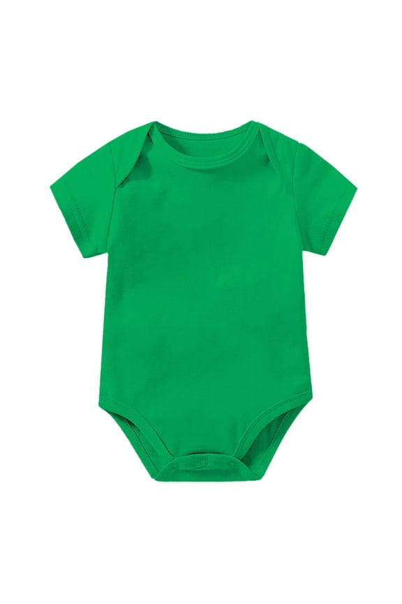 Newborn Infant Bodysuit Green Size 3-6 Months Soft Clothes For Baby Girls Solid Color Romper