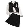 thumbnail image 1 of Tfken Outfit For Girls Baseball Jacket With Pleated Skirt Set Baseball Tracksuit 2 Piece Preppy Outfits Black Girl Outfit Set Size 7-8 Years, 1 of 3
