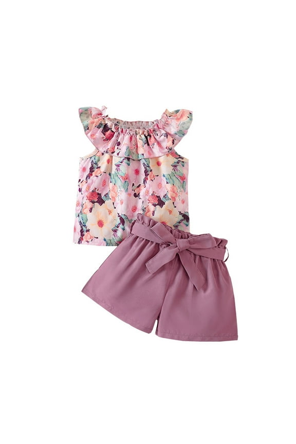 Outfit For Girls Kids Floral Romper Jumpsuit Playsuit Clothes Girl Outfit Set Size 4-5 Years
