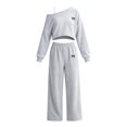 thumbnail image 1 of Tfken Outfit Sets For Girls One Shoulder Long Sleeve Tops With Pants Set Lightweight Fall Winter Toddler Classic Clothes Size 15-16 Years Gray, 1 of 4