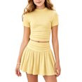 thumbnail image 1 of Tfken Outfit Sets For Girls Short Sleeve Tops With Pleated Skirts Set Lightweight Summer Toddler Classic Clothes Size 10-11 Years Yellow, 1 of 9